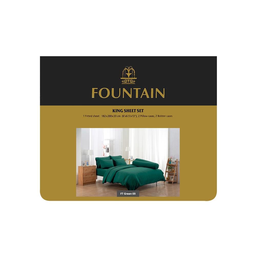 ชุดผ้าปูที่นอน 6 ฟุต 5 ชิ้น FOUNTAIN COLOR 70101GREEN03