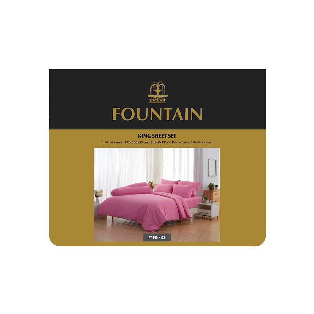 ชุดผ้าปูที่นอน 6 ฟุต 5 ชิ้น FOUNTAIN COLOR 70101PINK02