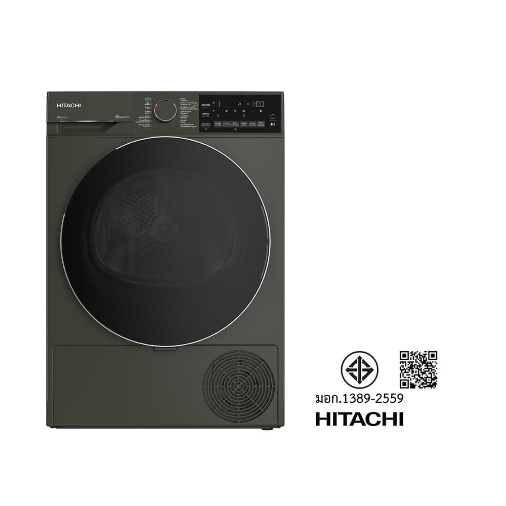 เครื่องอบผ้าฝาหน้า HITACHI TD100XFVEM 10 กก. สีเทาภูเขาไฟ