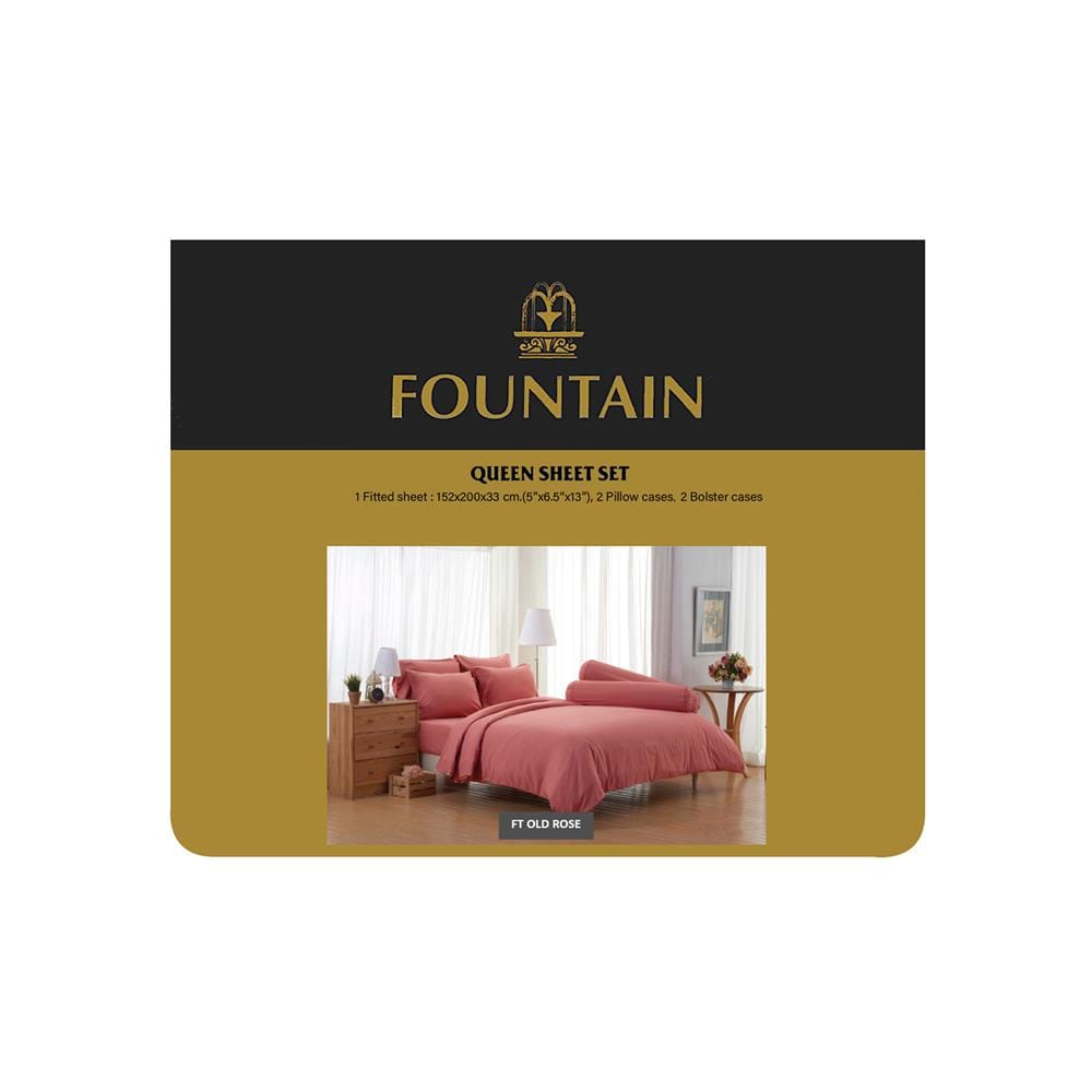 ชุดผ้าปูที่นอน 5 ฟุต 5 ชิ้น FOUNTAIN COLOR 70102OLDROSE