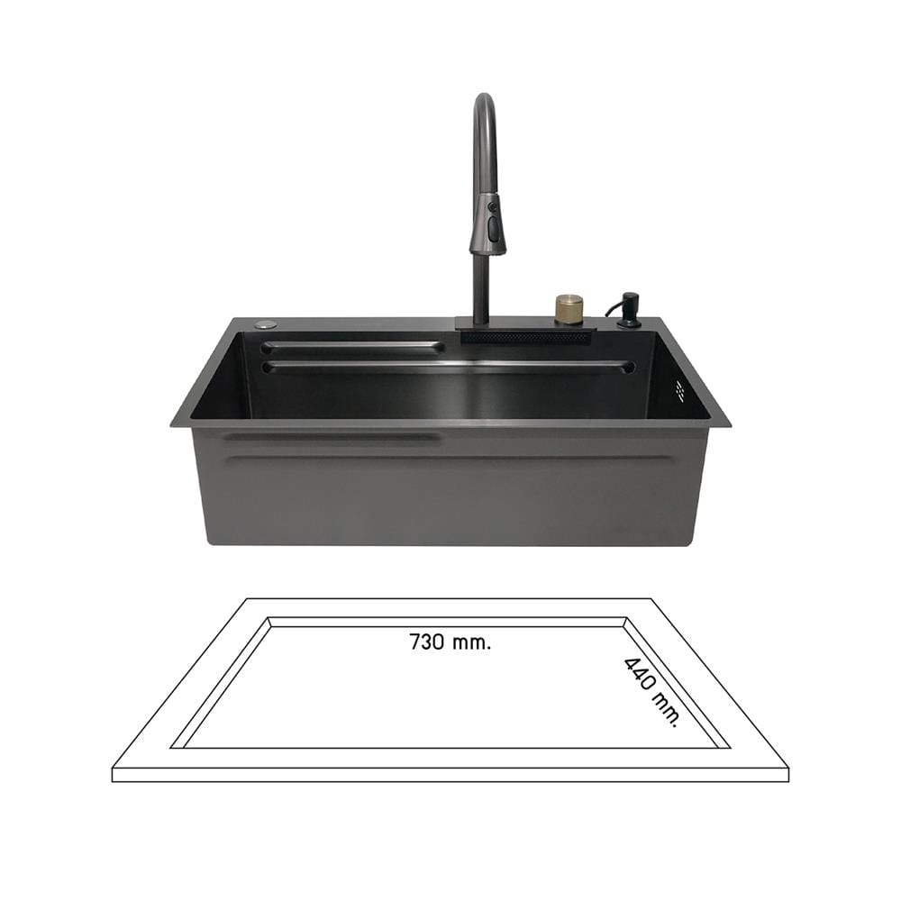 ซิงค์ฝัง 1 หลุม DYNA HOME DH-7546-TS-BK ดำ