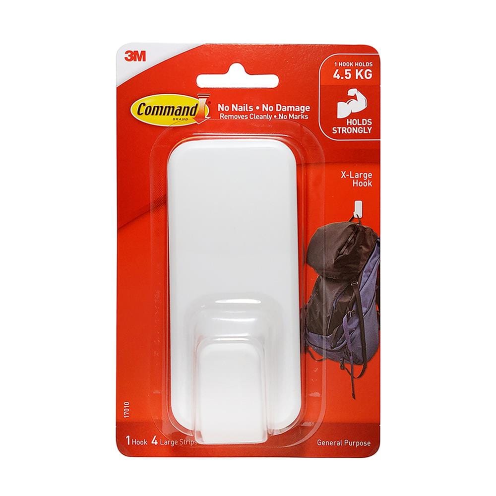 แผ่นเทปกาวคอมมานด์พร้อมตะขอใหญ่ 3M 17010 สีขาว