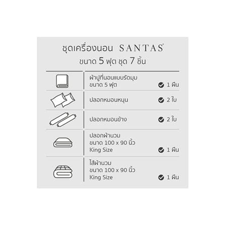 ชุดผ้าปูที่นอน 5 ฟุต 7 ชิ้น SANTAS PASTEL GN_6