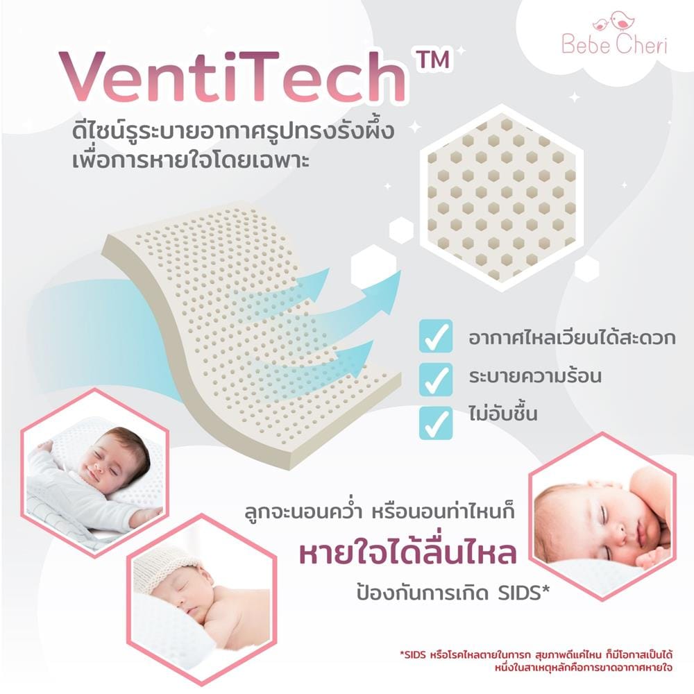 หมอนหลุม BEBE CHERI ยางพารา รุ่นดีไลลาห์_3