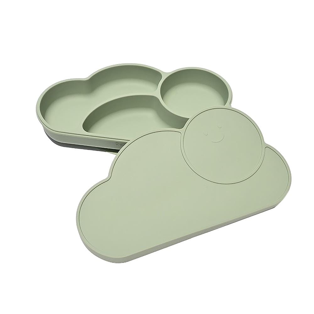 ก้อนเมฆ เขียว จานก้นดูดซิลิโคนใส่อาหารเด็ก แกรนด์มัม Cloud Plat _0