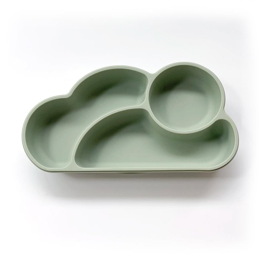 ก้อนเมฆ เขียว จานก้นดูดซิลิโคนใส่อาหารเด็ก แกรนด์มัม Cloud Plat _2