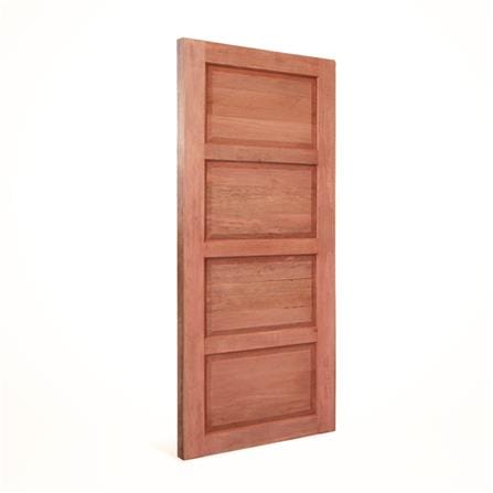ประตูไม้สยาแดง VK 141 4 ฟัก ขอบ 5 นิ้ว 80X180 ซม. สีธรรมชาติ ไม่เจาะลูกบิด_1
