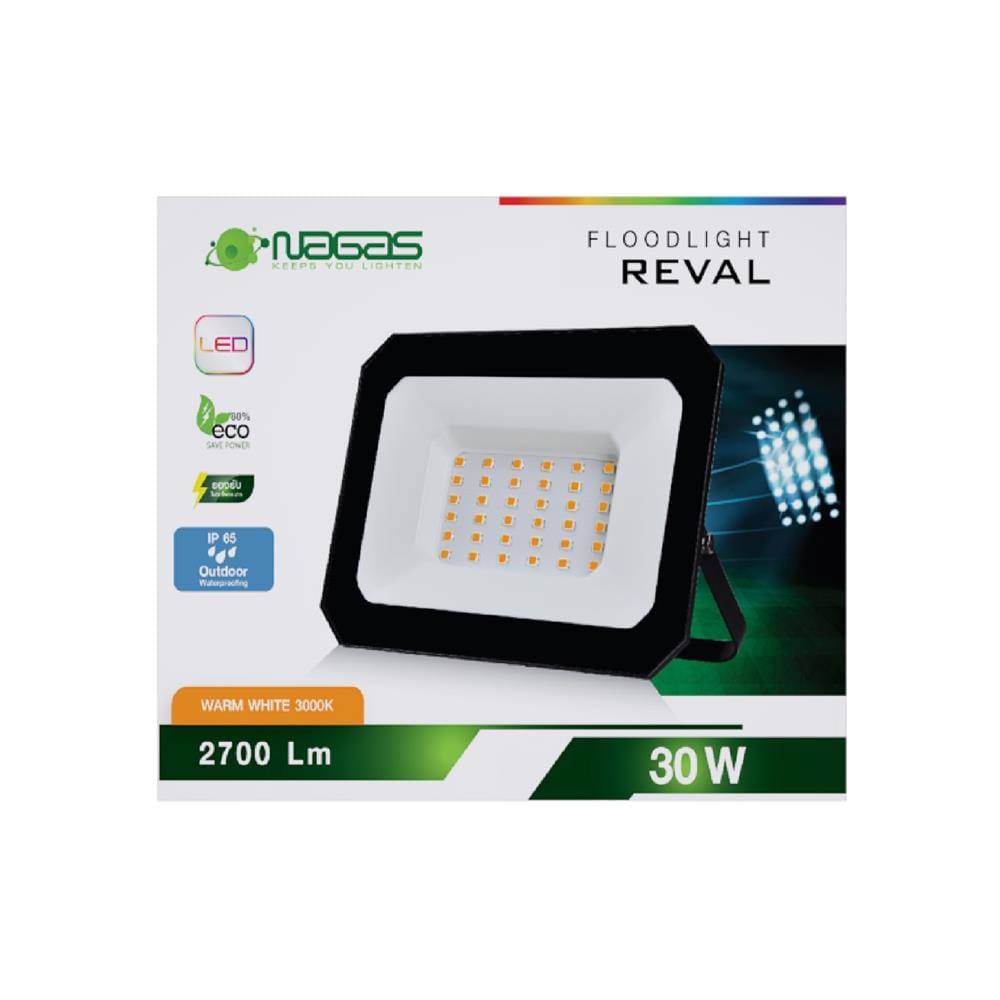 สปอตไลท์ภายนอก LED NAGAS REVAL 30 วัตต์ WARM WHITE สีดำ
