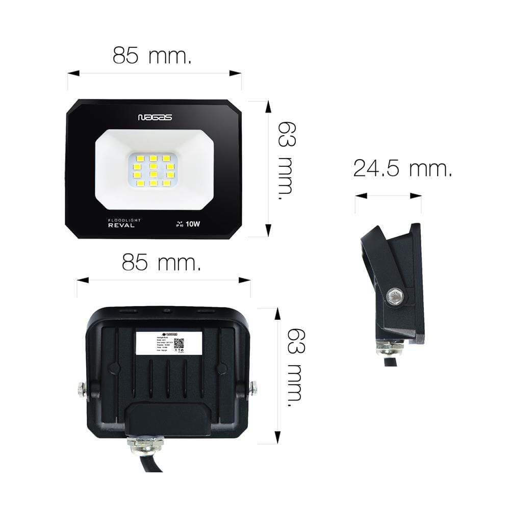 สปอตไลท์ภายนอก LED NAGAS REVAL 10 วัตต์ DAYLIGHT สีดำ