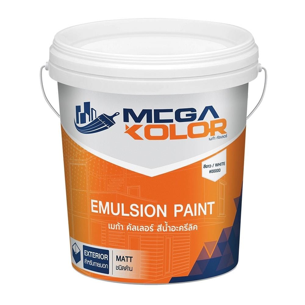 สีน้ำทาภายนอก MEGA KOLOR สีขาว ด้าน 17.5 ลิตร