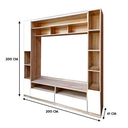 ชุดตู้วางทีวี BURO FUSIO TVSC200 200 ซม. สีอโรม่าโอ๊ค/ขาว_3