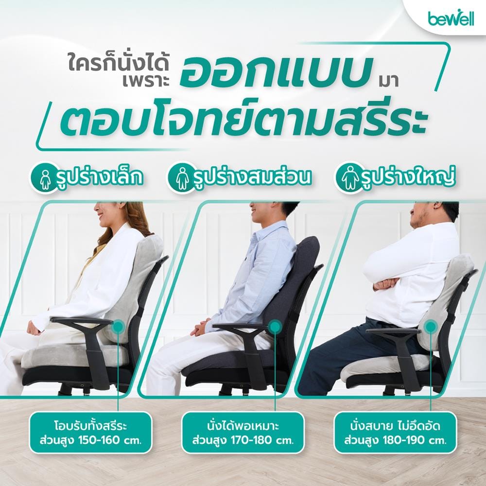 เบาะรองนั่ง BEWELL EC04 สีเทา