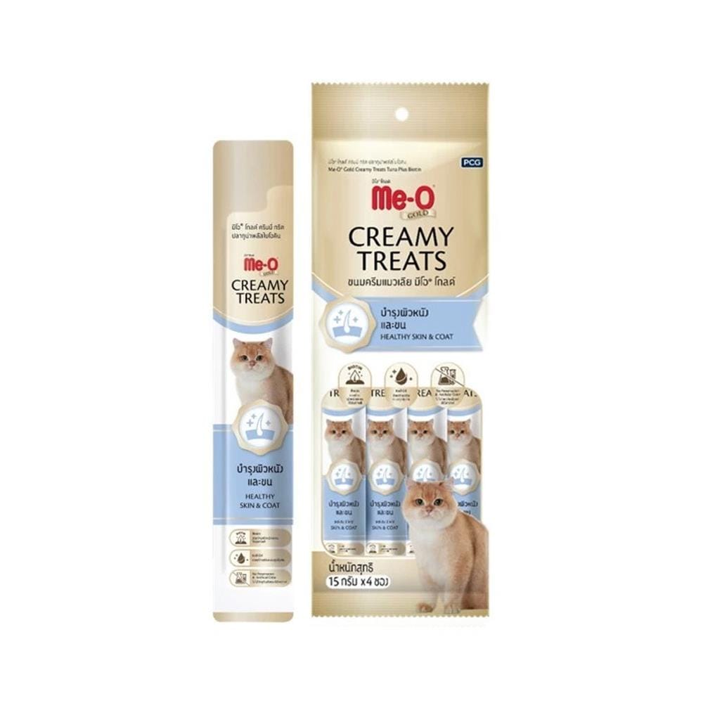 ขนมแมวเลีย MEO GOLD CREAMY TREATS TUNA AND BIOTIN 60 ก. (แพ็ก 4 ชิ้น)