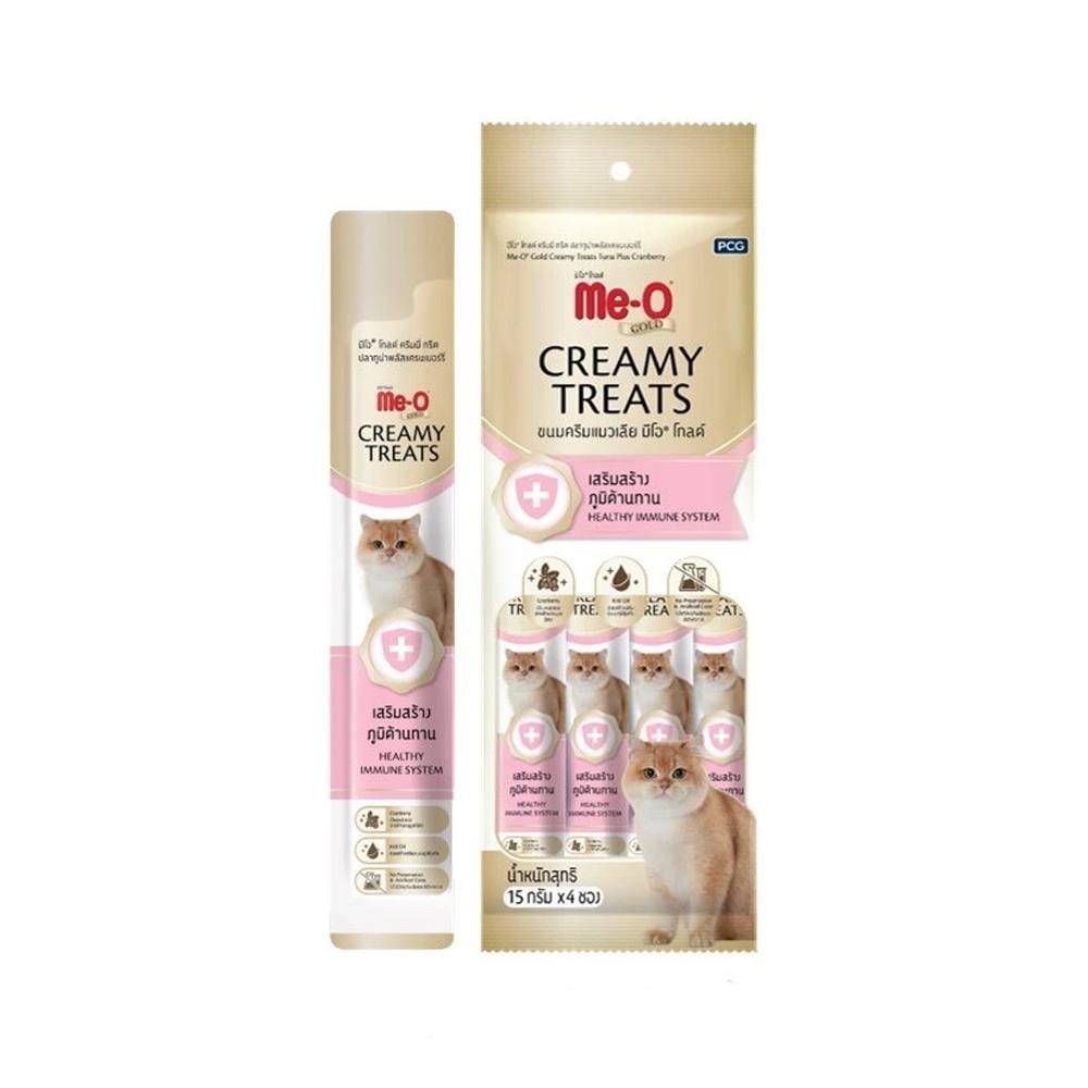 ขนมแมวเลีย MEO GOLD CREAMY TREATS TUNA AND CRANBERRY 60 ก. (แพ็ก 4 ชิ้น)