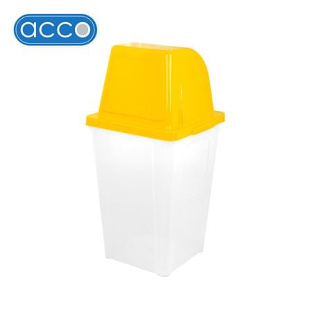 ถังขยะเหลี่ยมฝาสวิง ACCO 60 ลิตร สีเหลือง/ใส_0