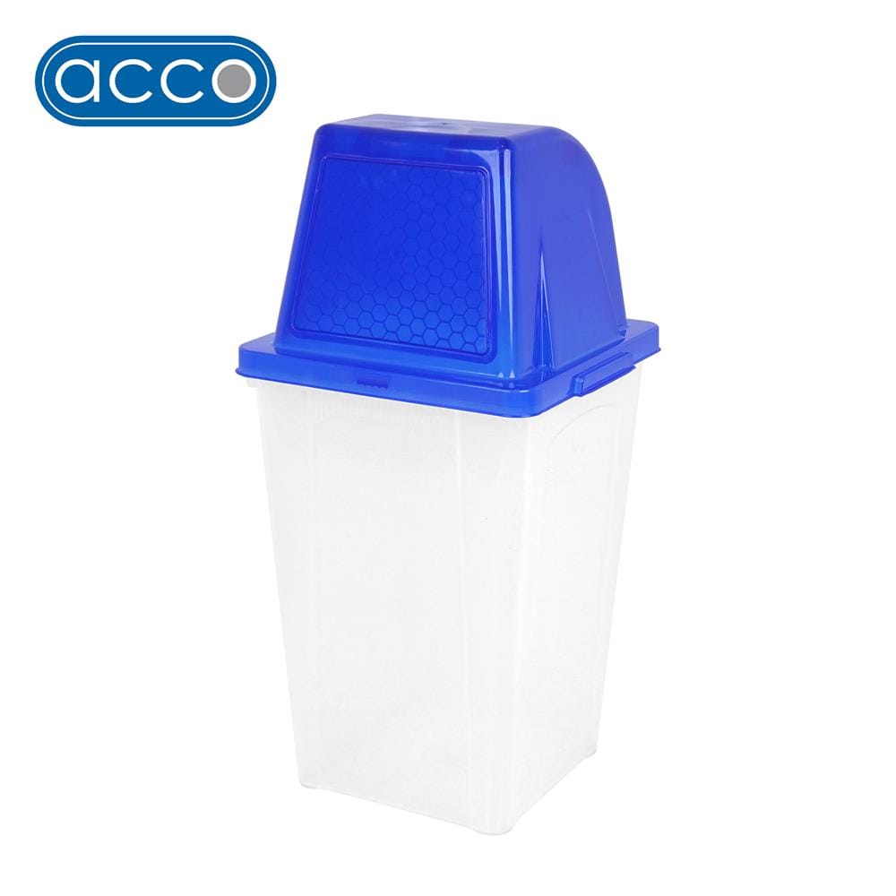 ถังขยะเหลี่ยมฝาสวิง ACCO 60 ลิตร สีน้ำเงิน/ใส_1