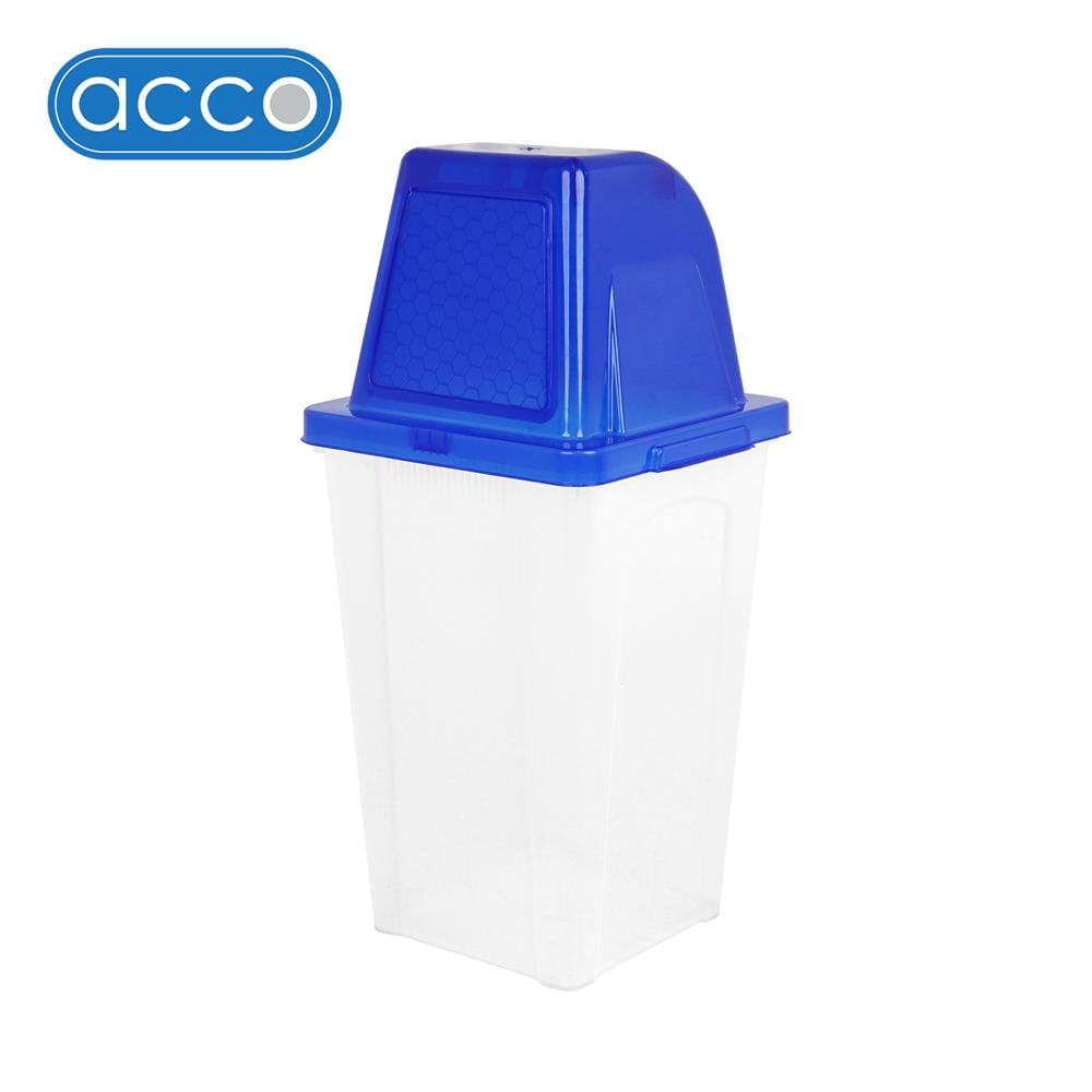 ถังขยะเหลี่ยมฝาสวิง ACCO 40 ลิตร สีน้ำเงิน/ใส_1