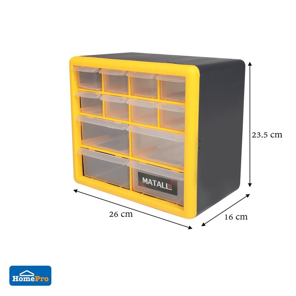 กล่องเครื่องมือ DIY MATALL HL3045-B 12 ช่อง สีเหลือง