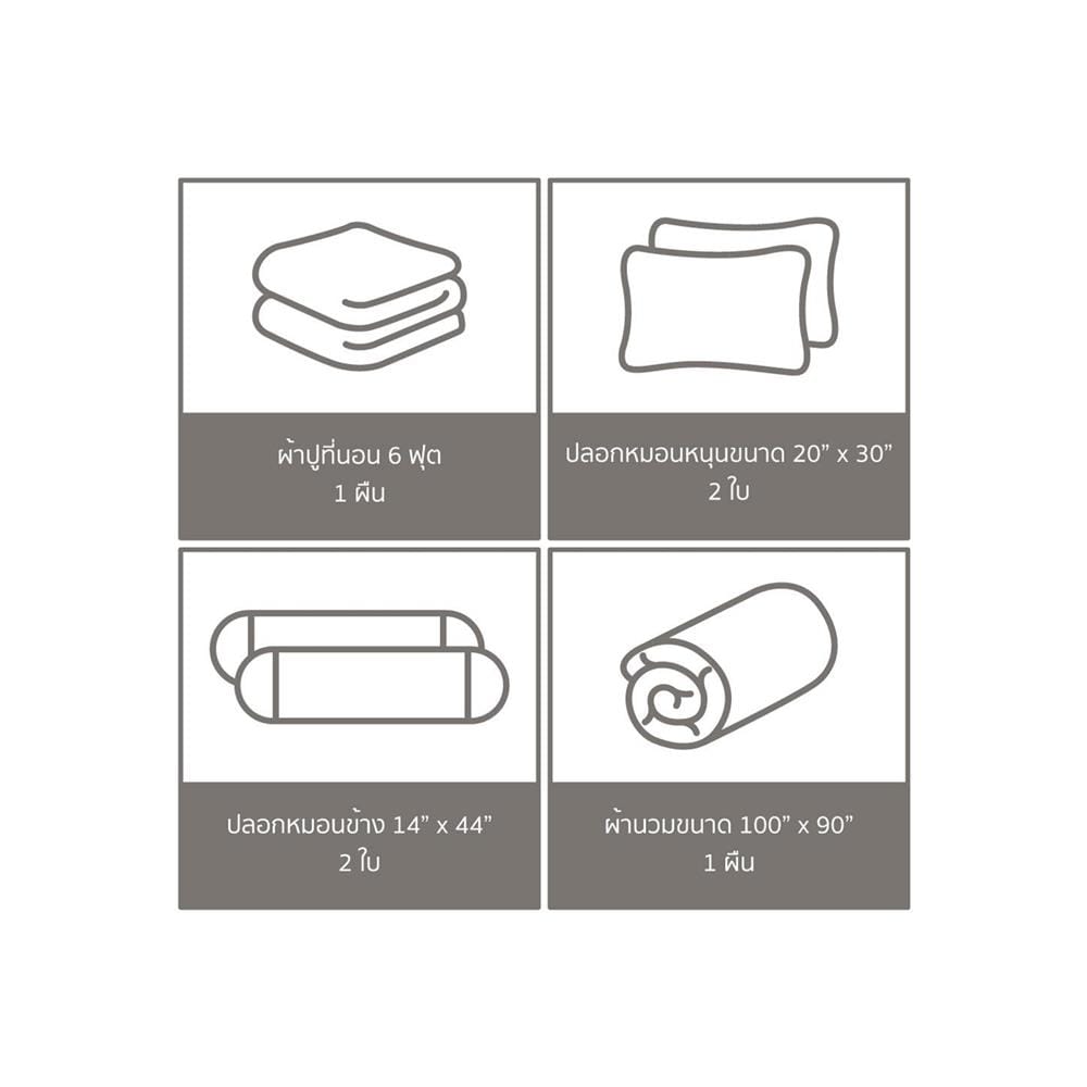 ชุดผ้าปูที่นอน 6 ฟุต 6 ชิ้น SATIN PLUS PRINT PP020