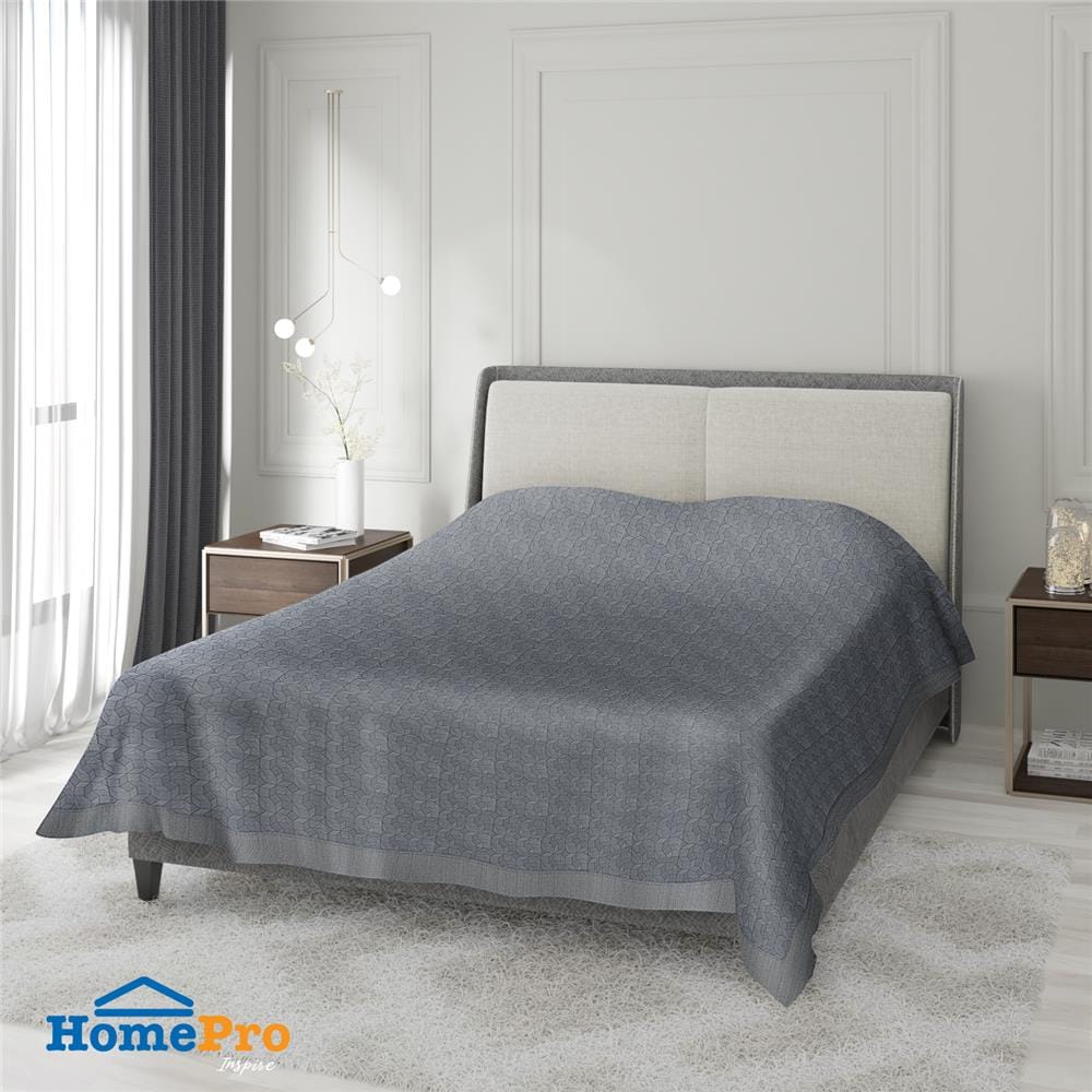 ผ้าคลุมเตียง 6 ฟุต HOME LIVING STYLE CARLTON สีเทา