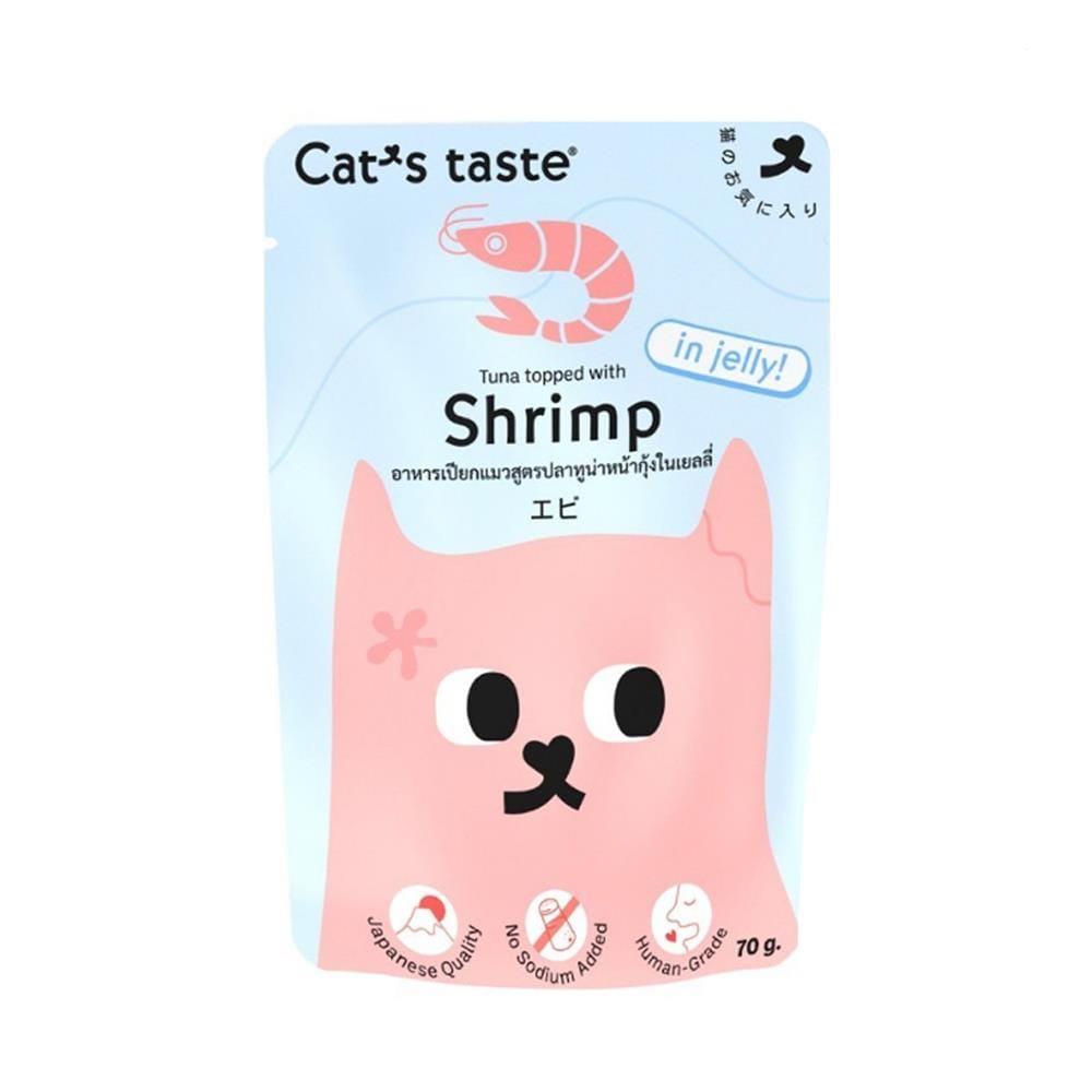 อาหารเปียกแมว CATS TASTE TUNA TOPPED SHRIMP IN JELLY 70 ก.