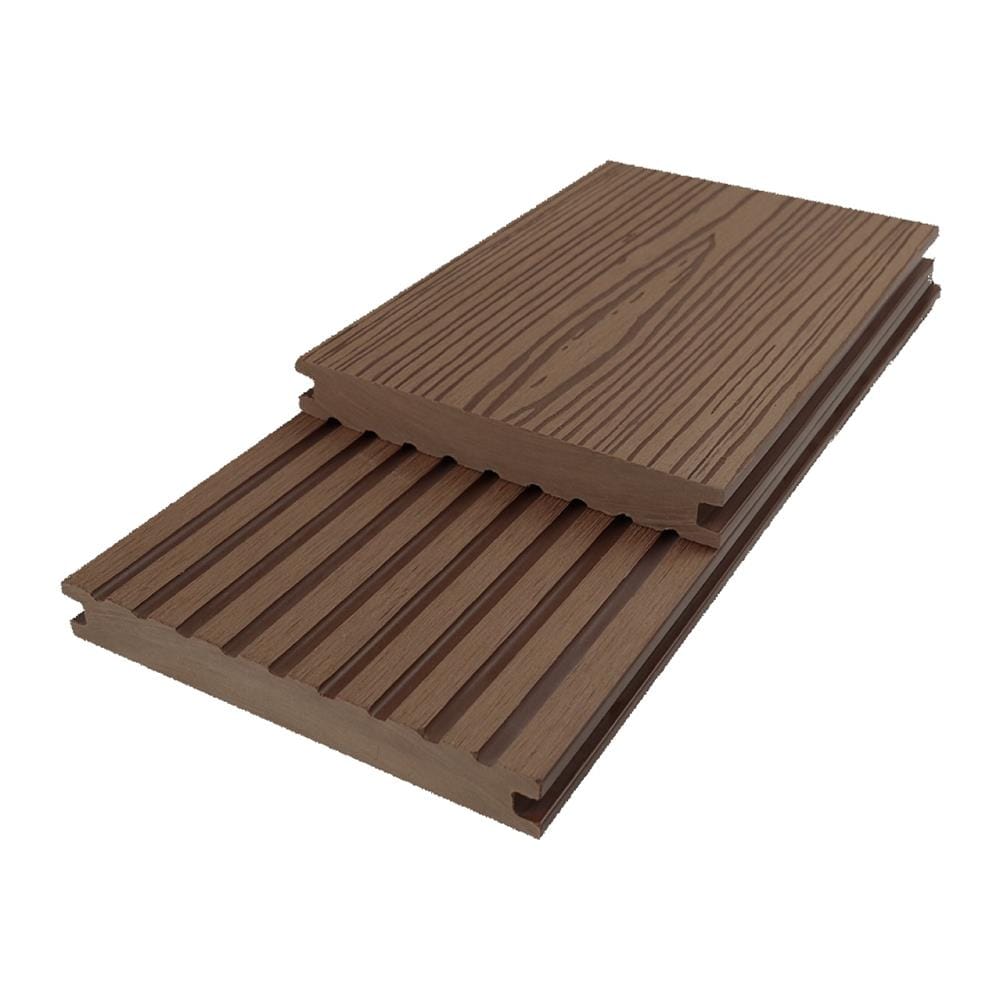 ไม้พื้นตัน THAISUN GW008-3D 2x14x240 ซม. สีน้ำตาลช็อกโกแลต