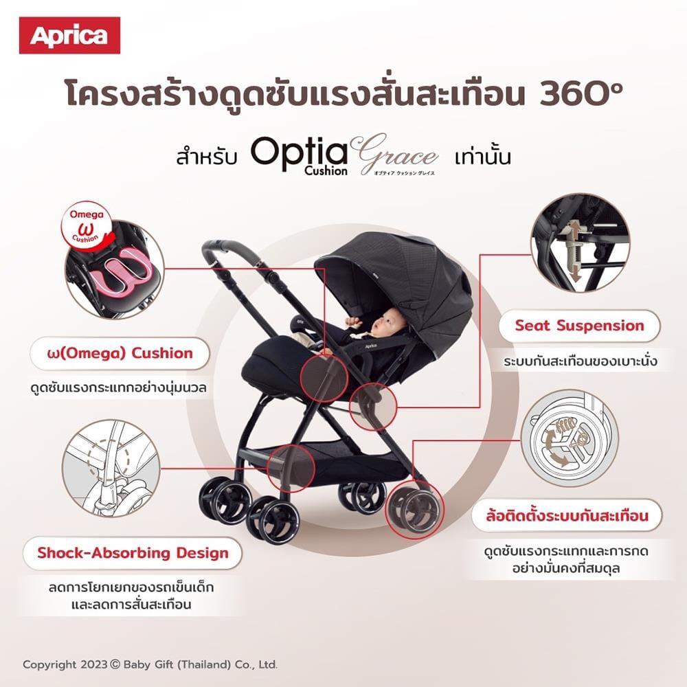 รถเข็นเด็ก APRICA Optia Cushion GraceBK_7
