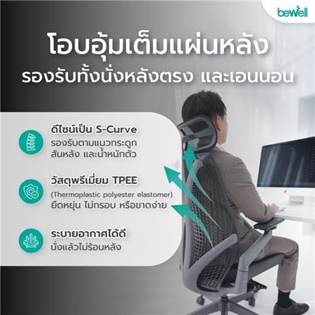 เก้าอี้สุขภาพ BEWELL EMBRACE PLUS สีดำ_9