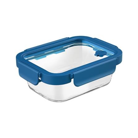 กล่องอาหารเหลี่ยม OCEAN GLASS REGO BOX 0.64 ลิตร สีน้ำเงิน/ใส_0