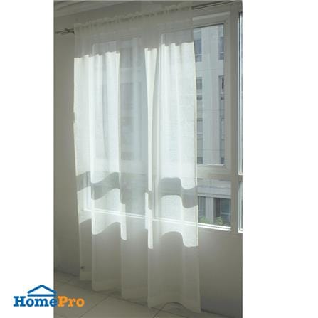 ผ้าม่านโปร่งสอดหู ME LIVING SLAB 145X220 ซม. สีขาว_2