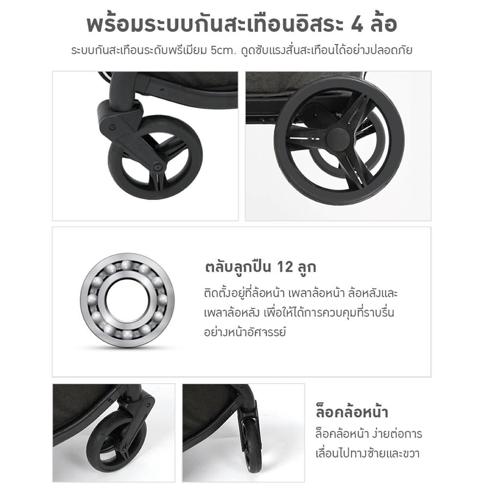 รถเข็น2ที่นั่ง KEENZ รุ่น CLASS WAGON ดำ_9