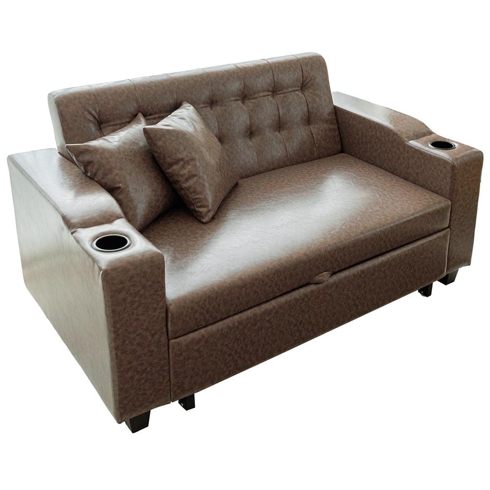 โซฟาเบด CCR FURNITURE รุ่น HOLLYWOOD (ฮอลลีวูด) ขนาด 156 cm. หนัง PREMIUM PU สีน้ำตาล (PQ003-12) พร้อมที่วางแก้วน้ำ_1