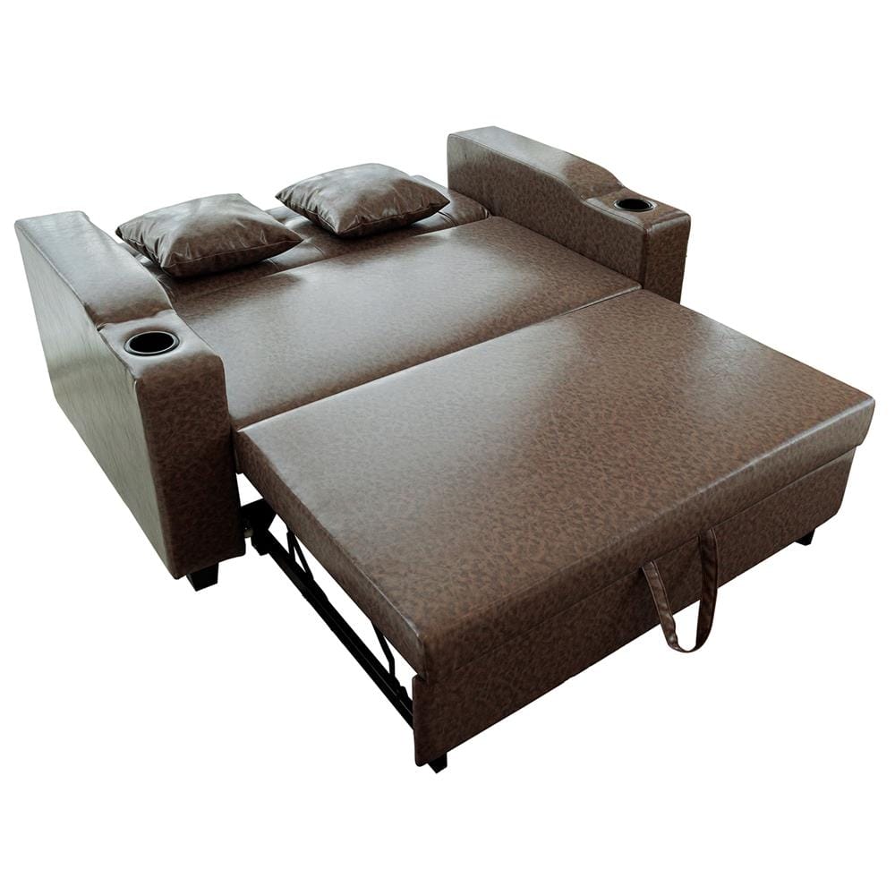 โซฟาเบด CCR FURNITURE รุ่น HOLLYWOOD (ฮอลลีวูด) ขนาด 156 cm. หนัง PREMIUM PU สีน้ำตาล (PQ003-12) พร้อมที่วางแก้วน้ำ_2