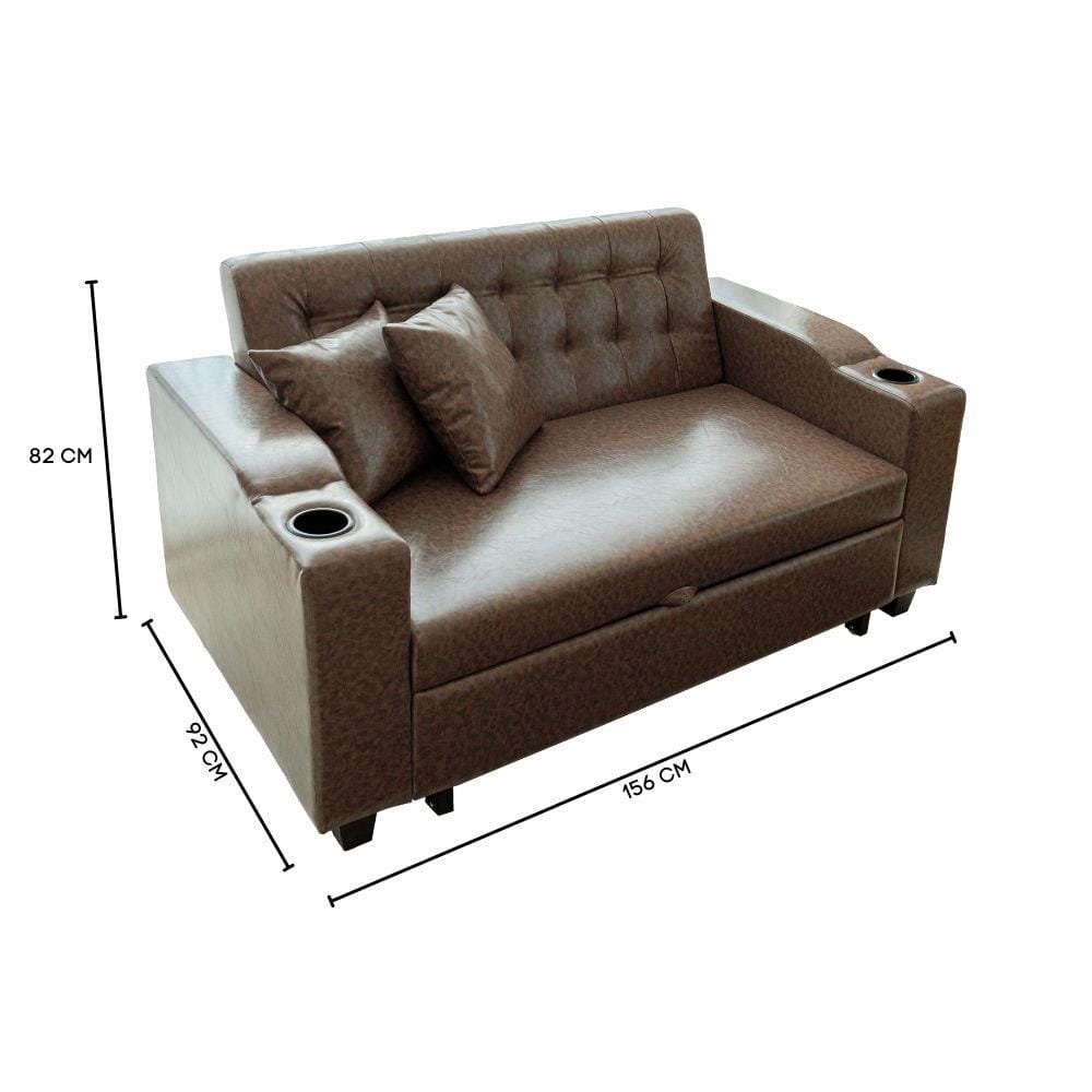 โซฟาเบด CCR FURNITURE รุ่น HOLLYWOOD (ฮอลลีวูด) ขนาด 156 cm. หนัง PREMIUM PU สีน้ำตาล (PQ003-12) พร้อมที่วางแก้วน้ำ_6