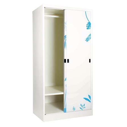 ตู้เสื้อผ้าเหล็กบานเลื่อน KIOSK SDX-18/BA 91.4 ซม. สีครีม_2