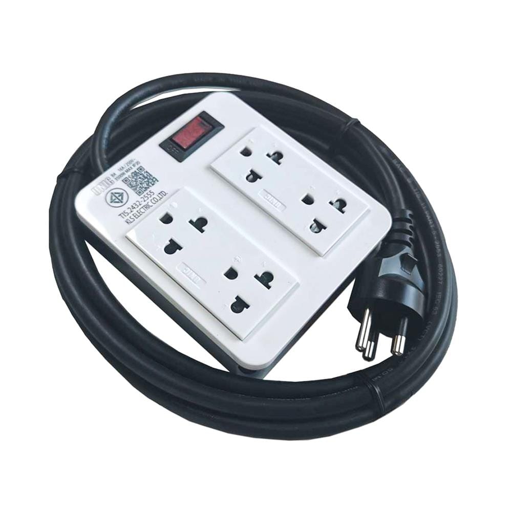 บล็อกรางปลั๊กไฟ 4 ช่อง 1 สวิตซ์ พร้อมสายไฟ 3 เมตร UNIC B4-1 3500 วัตต์ 16A