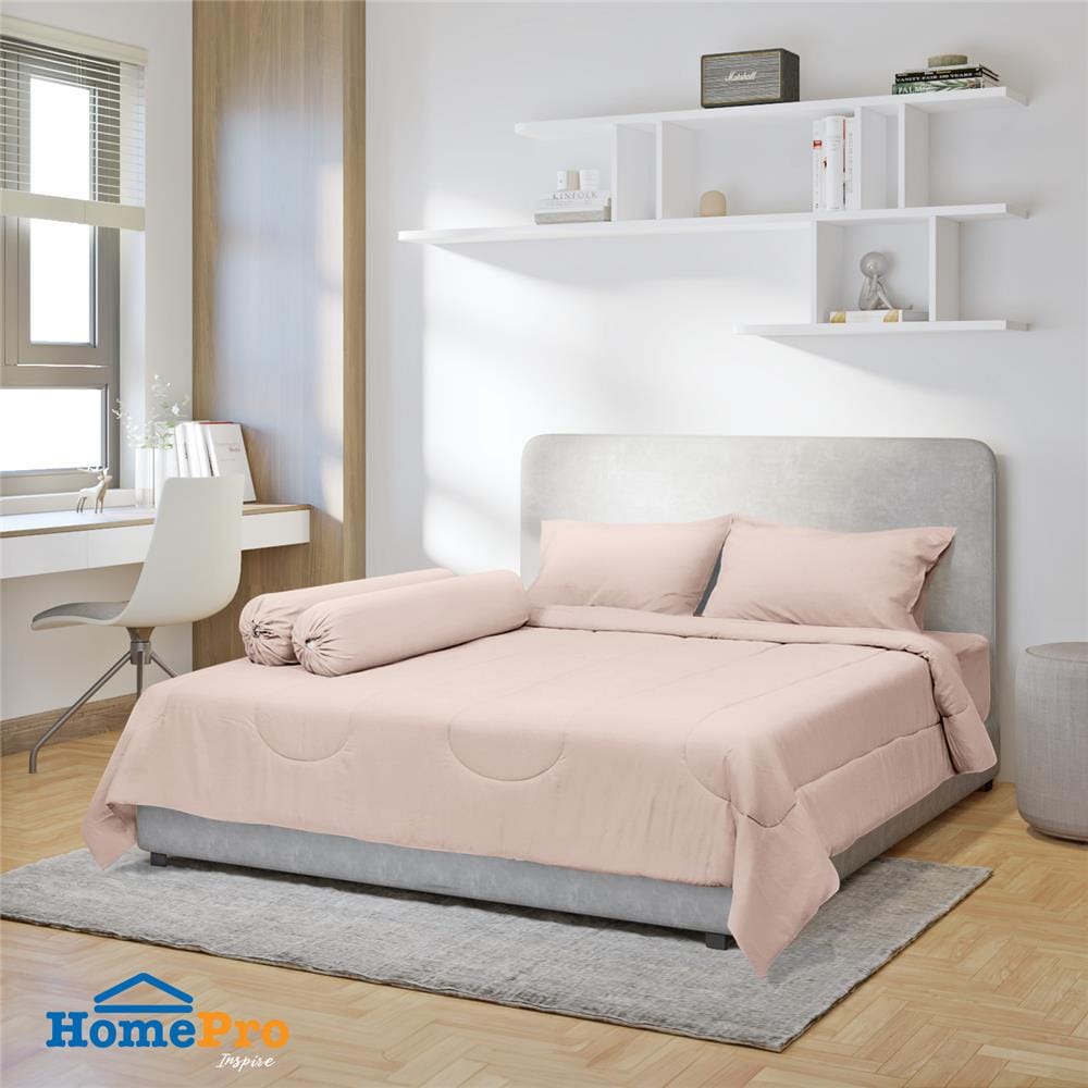 ชุดผ้าปูที่นอน 6 ฟุต 6 ชิ้น HOME LIVING STYLE AIR-FEEL สี PINK