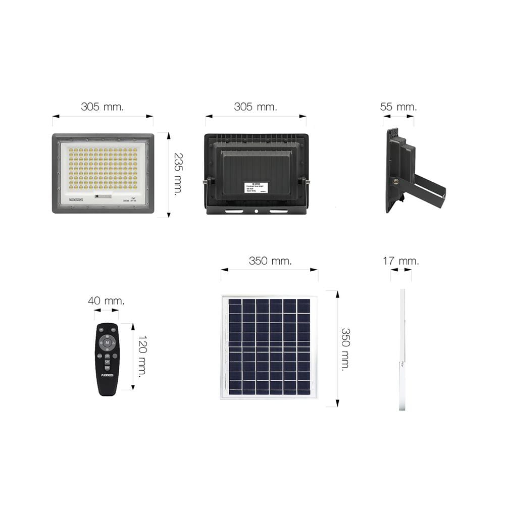 ไฟสปอตไลท์ SOLAR NAGAS BRIGHT 300 วัตต์ WARM WHITE สีเทา