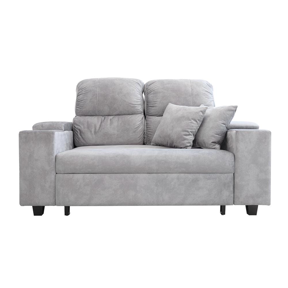 โซฟาเบด CCR FURNITURE รุ่น NEW YORK (นิวยอร์ก) ขนาด 170 cm. ผ้ากำมะหยี่ฮอลแลนด์ สีเทา (005-07) พร้อมที่วางแก้วน้ำ และ ที่เก็บของ_0