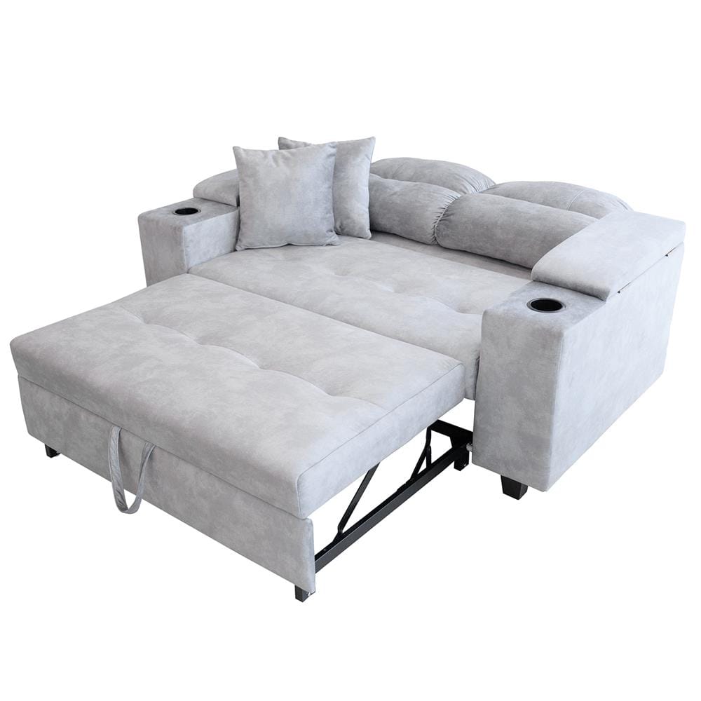 โซฟาเบด CCR FURNITURE รุ่น NEW YORK (นิวยอร์ก) ขนาด 170 cm. ผ้ากำมะหยี่ฮอลแลนด์ สีเทา (005-07) พร้อมที่วางแก้วน้ำ และ ที่เก็บของ_4
