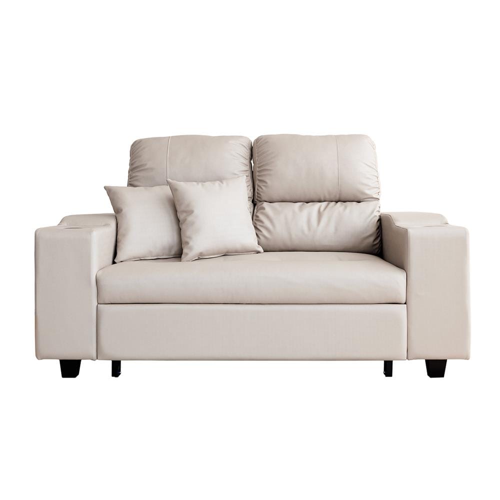 โซฟาเบด CCR FURNITURE รุ่น NEW YORK (นิวยอร์ก) ขนาด 170 cm. หนัง PREMIUM PU สีเบจ (PQ001-19) พร้อมที่วางแก้วน้ำ_0