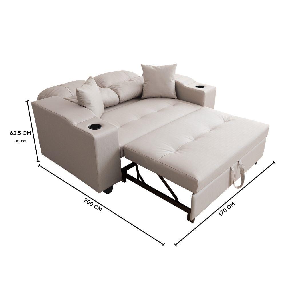 โซฟาเบด CCR FURNITURE รุ่น NEW YORK (นิวยอร์ก) ขนาด 170 cm. หนัง PREMIUM PU สีเบจ (PQ001-19) พร้อมที่วางแก้วน้ำ_5