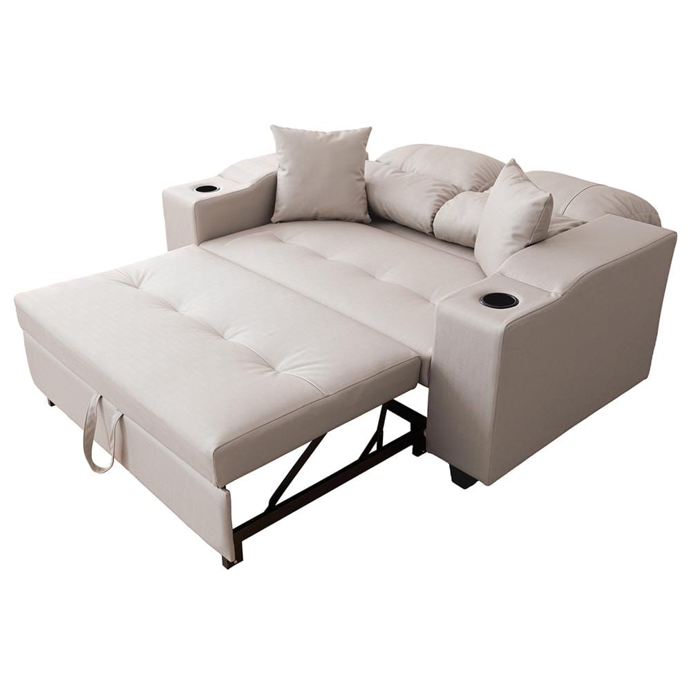 โซฟาเบด CCR FURNITURE รุ่น NEW YORK (นิวยอร์ก) ขนาด 170 cm. หนัง PREMIUM PU สีเบจ (PQ001-19) พร้อมที่วางแก้วน้ำ_2