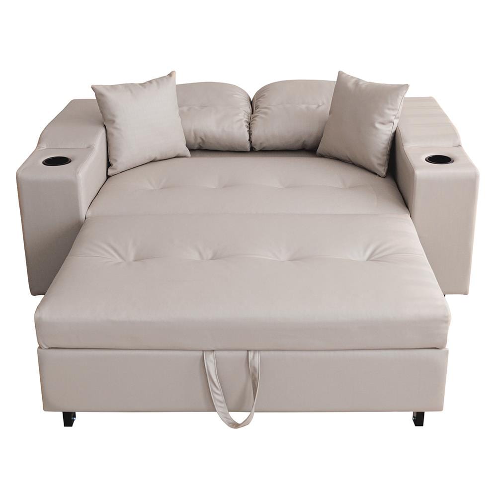 โซฟาเบด CCR FURNITURE รุ่น NEW YORK (นิวยอร์ก) ขนาด 170 cm. หนัง PREMIUM PU สีเบจ (PQ001-19) พร้อมที่วางแก้วน้ำ_3