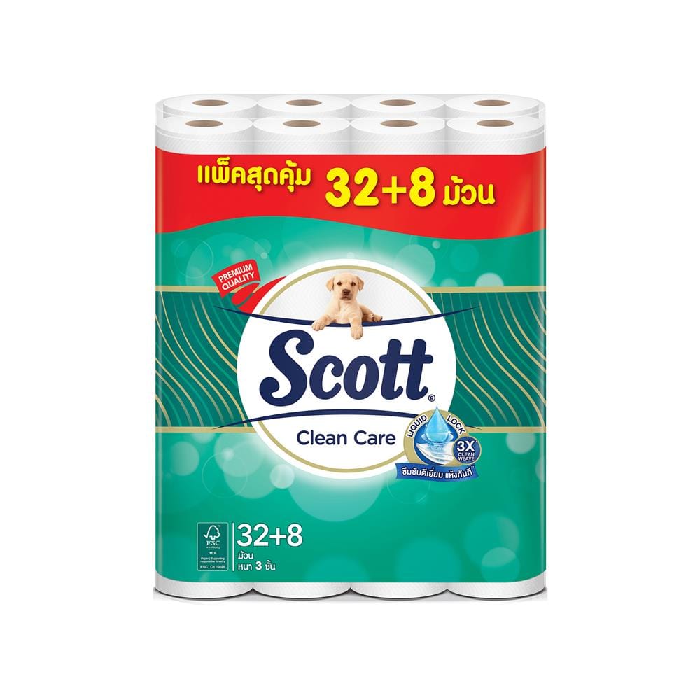 กระดาษชำระ SCOTT CLEAN CARE (แพ็ก 32+8 ชิ้น)
