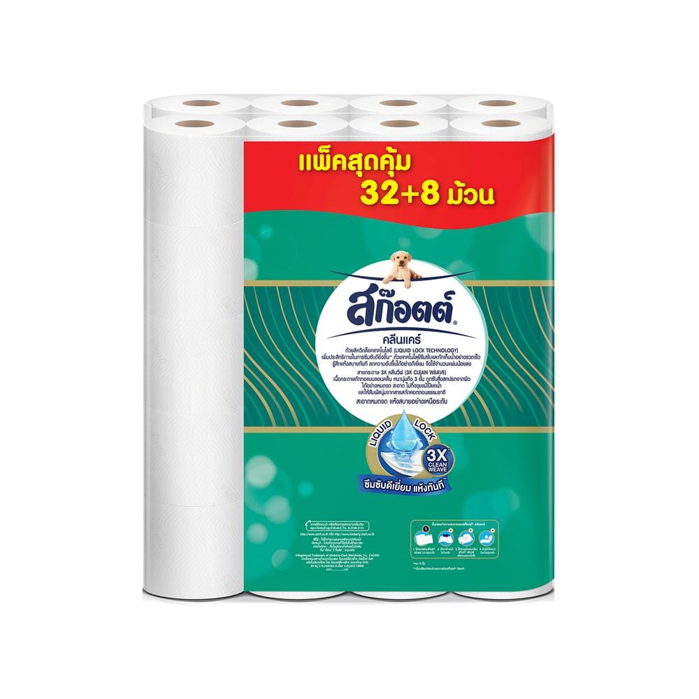 กระดาษชำระ SCOTT CLEAN CARE (แพ็ก 32+8 ชิ้น)