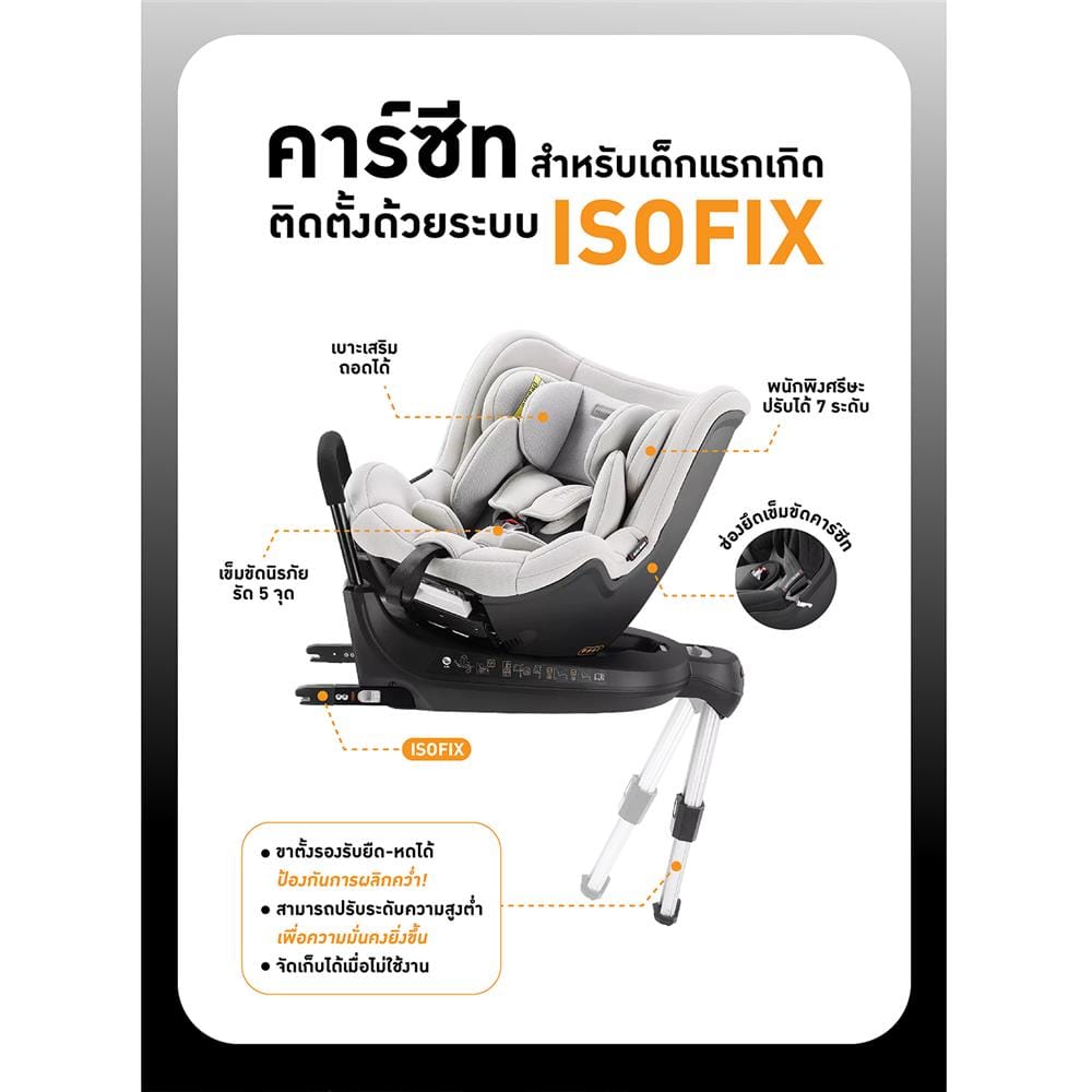 คาร์ซีท WELLDON COCOON LOVE ELDER เทา_3