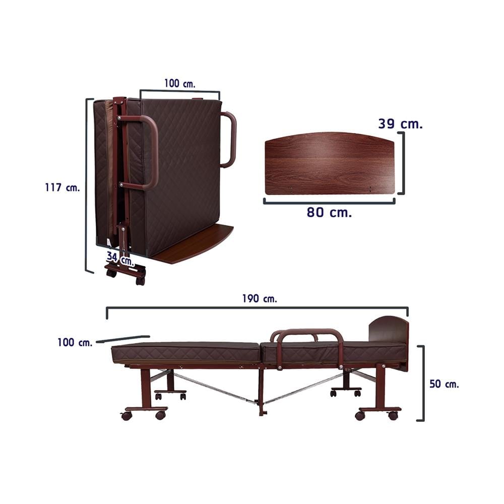 เตียงพับพร้อม TOPPER THAIBULL OLTLM5-150-100HB สีน้ำตาล