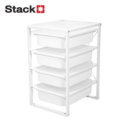ชั้นเหล็กพร้อมกล่อง 4 ชั้น STACKO 43.5x36.5x60 ซม. สีขาว_0