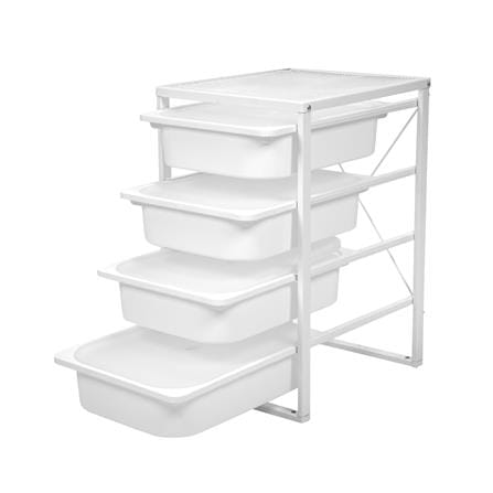 ชั้นเหล็กพร้อมกล่อง 4 ชั้น STACKO 43.5x36.5x60 ซม. สีขาว_2